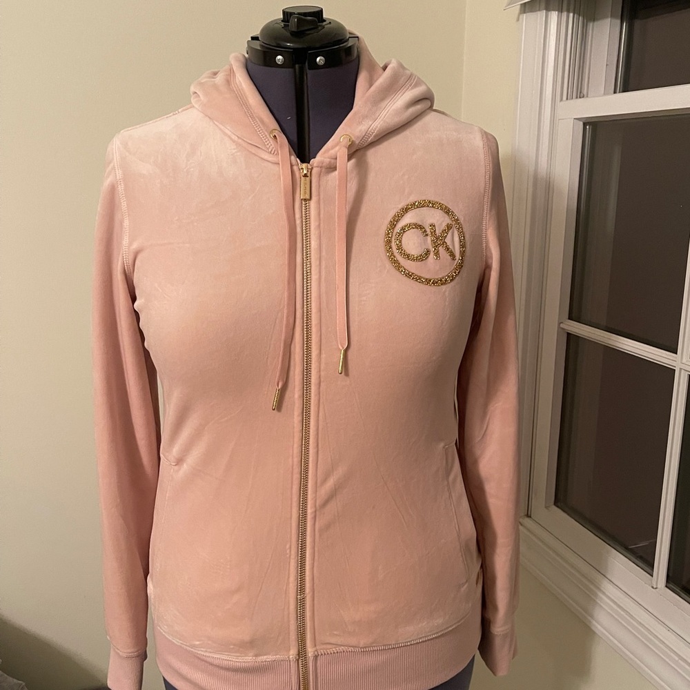 NWOT Calvin Klein velour zip up